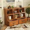 Retro Dorm Desktop Storage Box: Wooden Multifunctional Lipstick & Journal Organizer with Drawer.