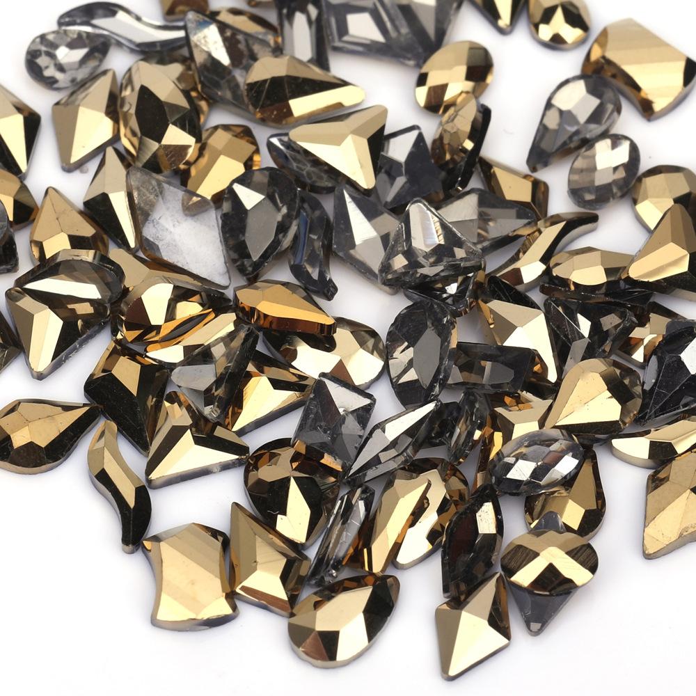 Mixed Nail Art Accessories Size Aurora Champagne Stained Glass Flat Bottom Special-Shaped Diamond Diy Nail Accessories