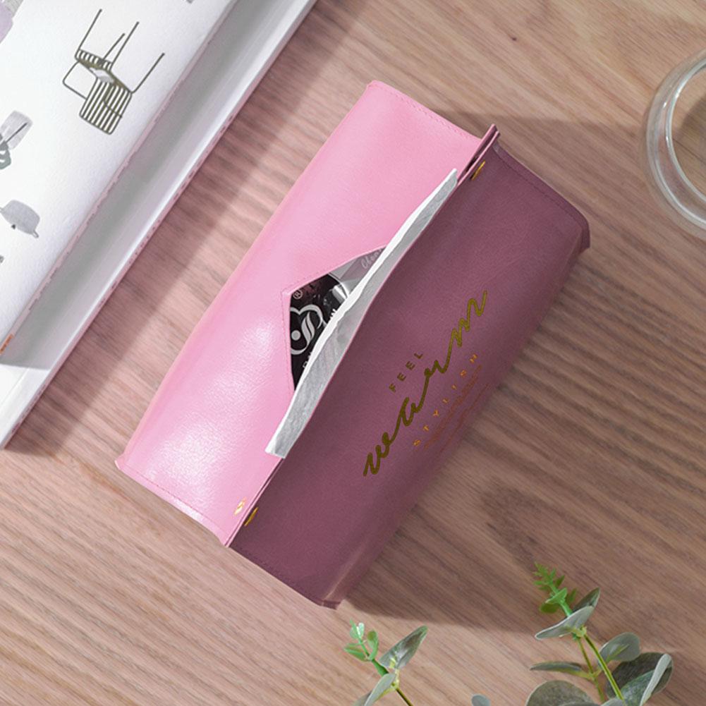 Simple PU Leather Tissue Case Desktop Napkin Pumping Paper Storage Box Foldable Paper Towel Container for Home Car Decoration