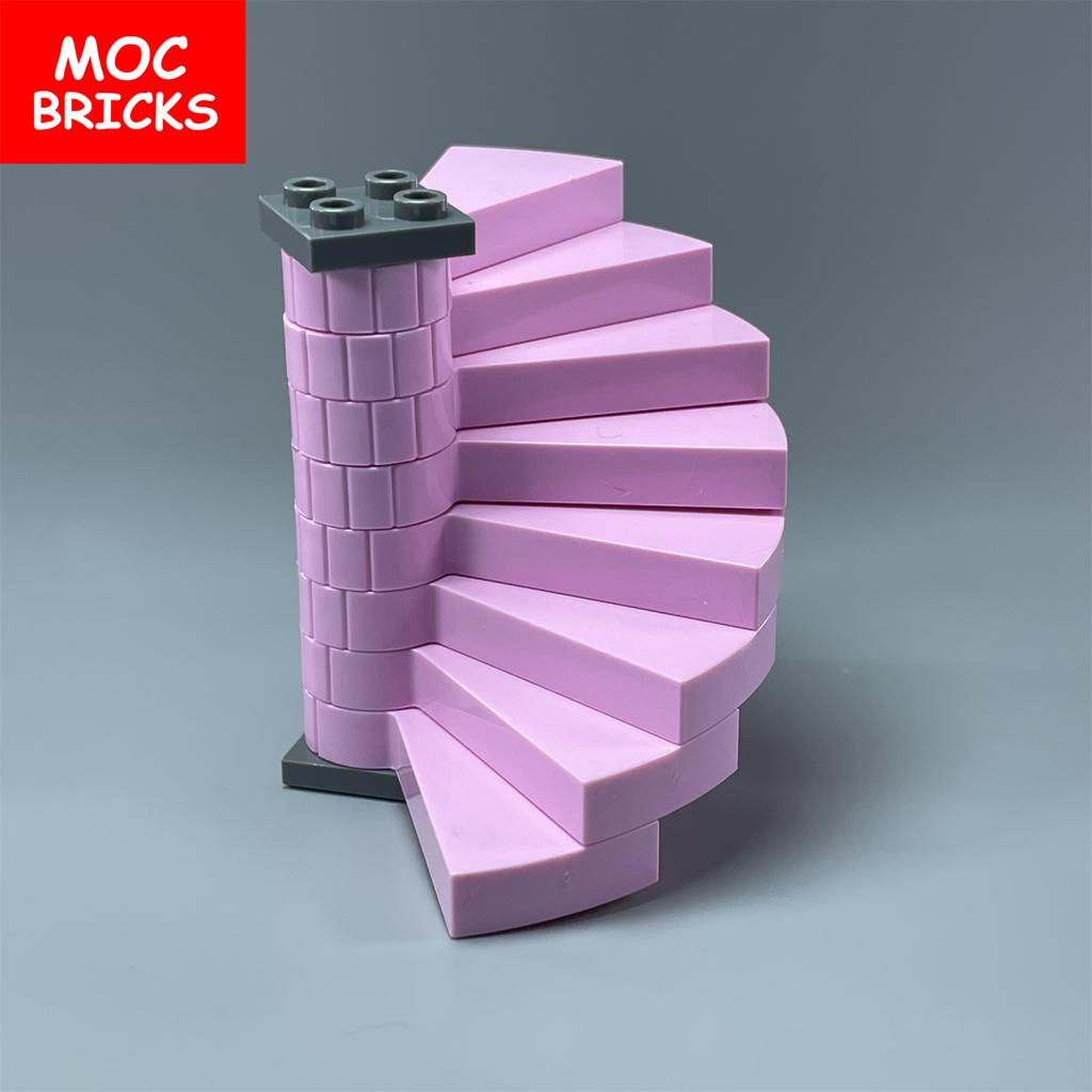 Set  MOC Bricks City Castle Stairs Spiral Step 40243 Support 1x1x5 40244 Assembles Particles Building Blocks