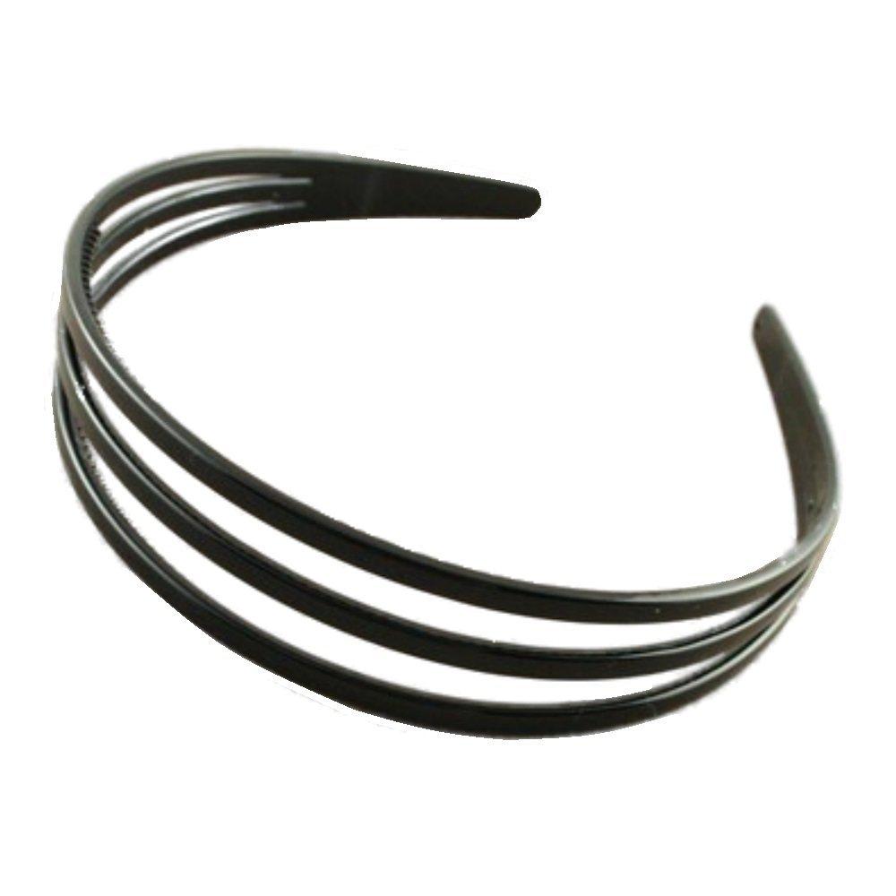 Black Triple Row Plastic Alice Hair Band Headband