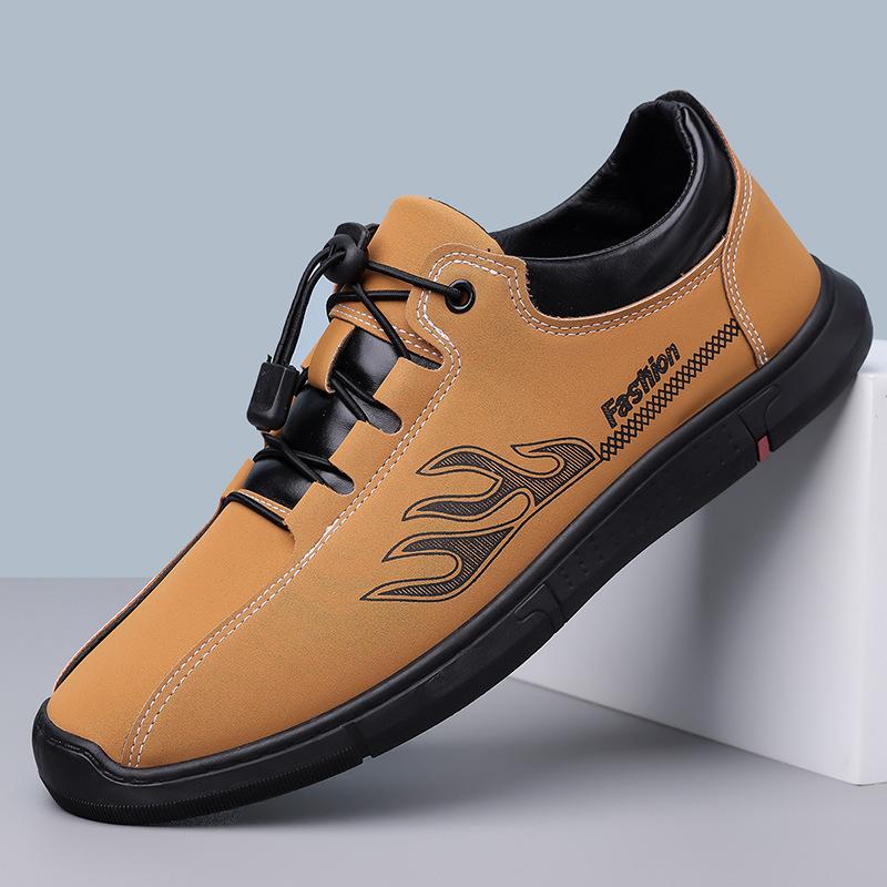 

Casual leather shoes fashion British style lace-up flat men s single shoes business meeting work lightweight breathable men s shoes 44