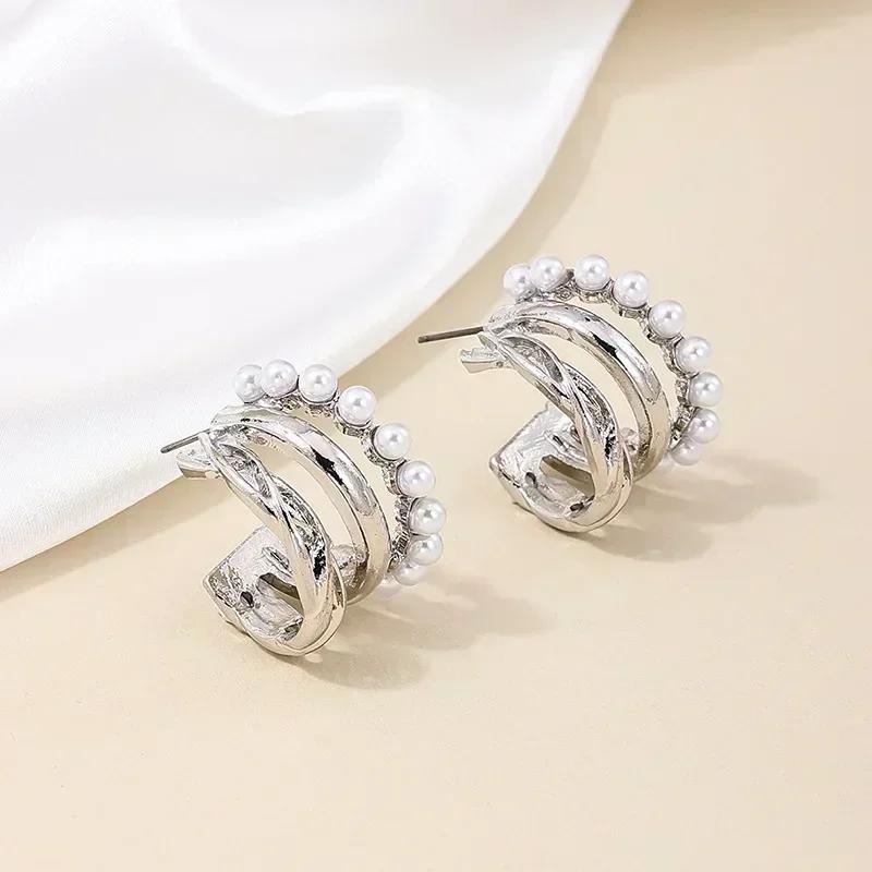 Vintage Punk Exaggerate Simple Niche Design Personality Circle Toroidal Metal Earrings for Women Paty Jewerly GIfts Daily Wear