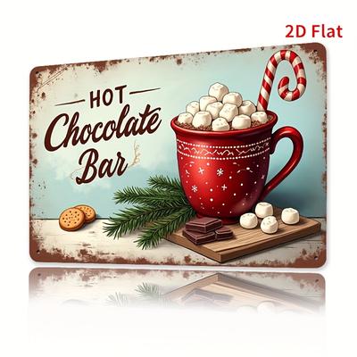 Vintage Hot Chocolate Bar Metal Sign Retro Wall Art for Home Cafe Garage Decor Durable Iron with PreDrilled Holes