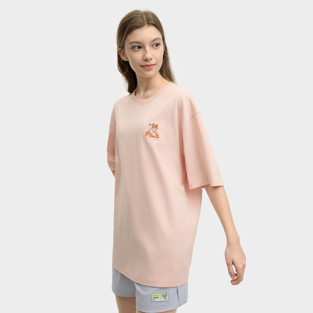 New FILA x Maison Kitsune Little Fox T Shirt Unisex Rose Deep Pink F11U529101FPK