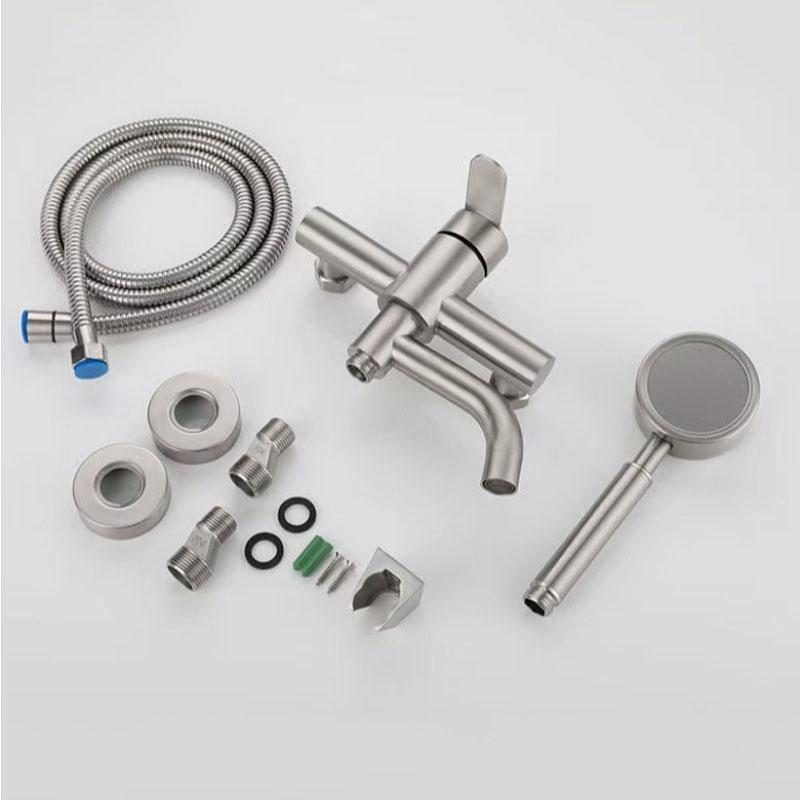 304 Stainless Steel Bathroom Shower Faucet Set Hot and Cold Mixer Tap Bathtub Faucet Set With Hand Shower Head Nickel