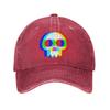 Funny Skull Trippy Vaporwave Halloween Baseball Caps Retro Distressed Washed Techno Rave EDM Snapback Hat Outdoor Adjustable Hat
