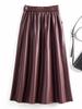 Women's Haining Lambskin A-Line Midi Skirt - High-Waisted, Slim Fit with Large Hem, Elegant Design