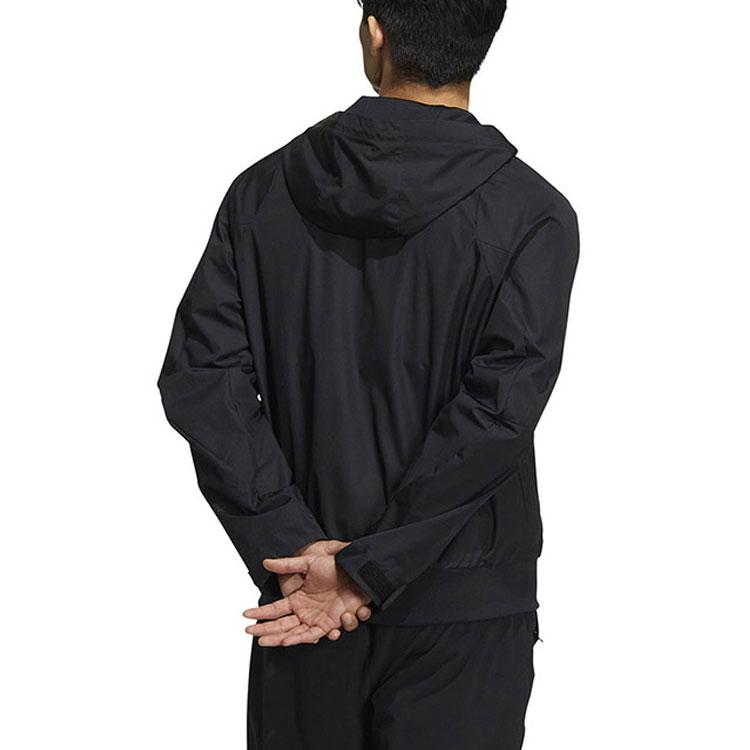 Adidas Solid Color Front Pocket Hooded Sports Jacket Men Jackets Black HN9037