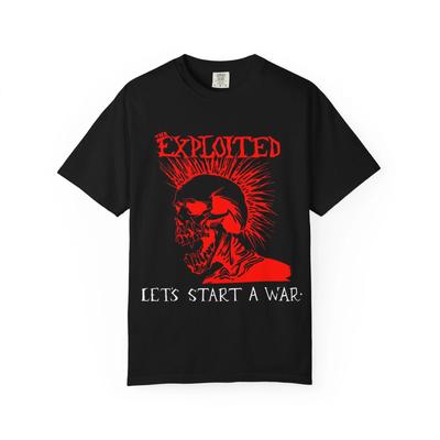 Exploited Punk Skull Graphic T-shirt | Let's Start a War Design