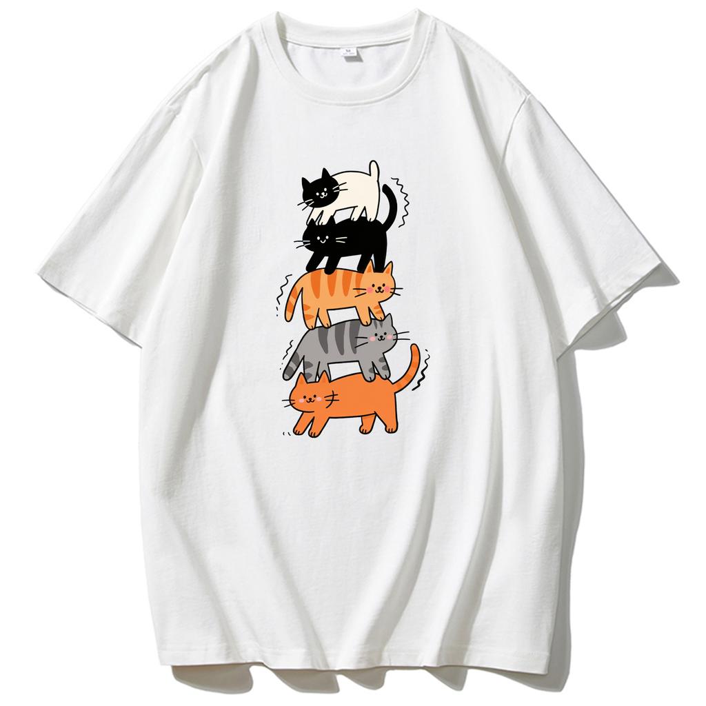 Funny Cat Jenga Printed Tshirt Graphic Tshirt Highquality Shortsleeved Tshirts for Men and Women Mens Sportswear Mens Top
