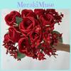 Elegant Silk Rose Bouquet With Realistic Design For Wedding Decor And Photography Props