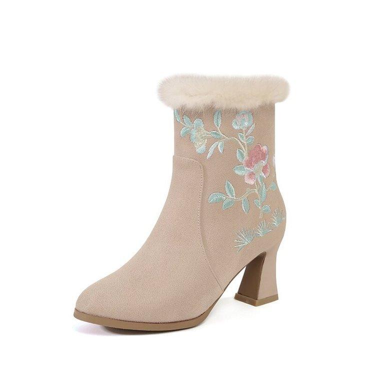 Autumn and winter high-top antique women's embroidered short boots Martin boots medium tube women's boots short boots embroidered shoes