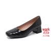 Plus Size Patent Leather Chunky Heel Square Toe High Heels - Women's European & American Style