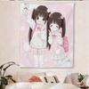 Soft Pastel Anime Tapestry, Cute Twin Chibi Girls Wall Hanging, Perfect for Living Room, Bedroom & Party Decoration