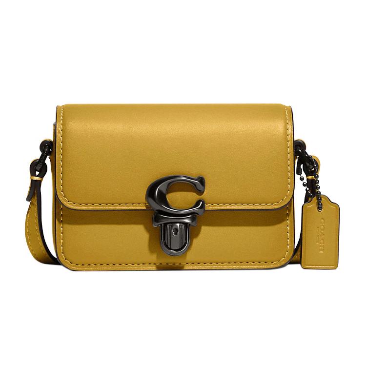 New COACH Studio Cow Leather With Leather Shoulder Bag, Crossbody Bag Small Size Women's Light Yellow CC484-V5LQT