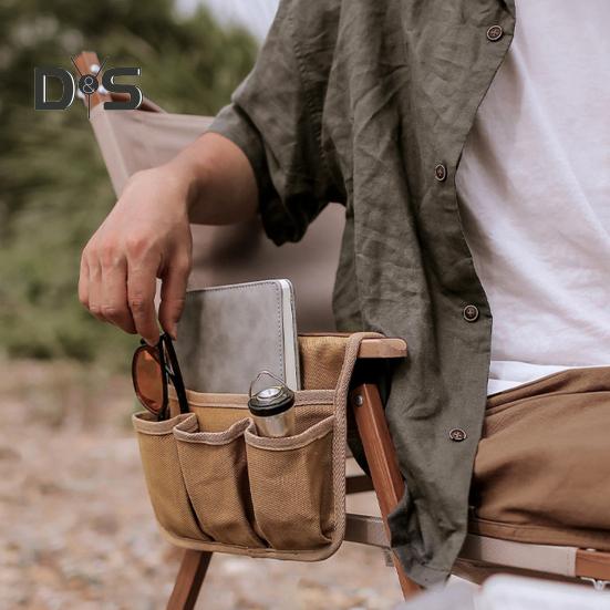 Hängetasche für die Armlehne von Campingstühlen, strapazierfähig, wasserdicht, aus Segeltuch, Mehrzweck-Organizer für Outdoor-Angeln, Strandsessel, Seitentasche
