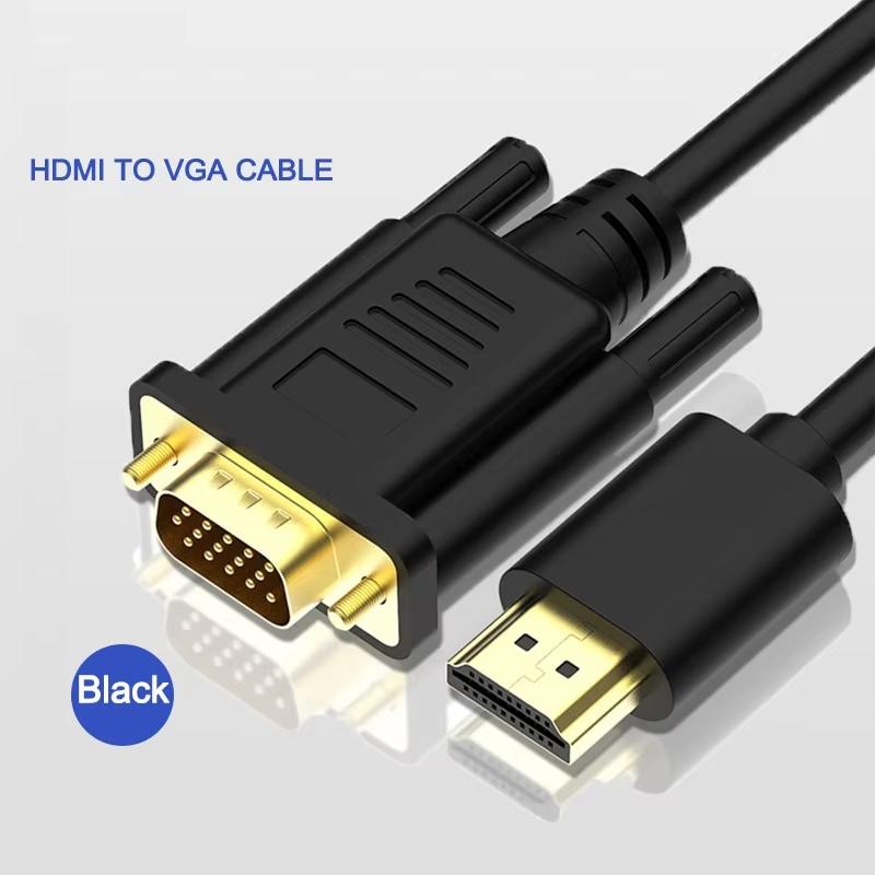HDMI-Compatible to VGA  Male 1080P 60Hz HD Compatible Cable to VGA Adapter Digital to Analog for Computer Laptop 1.8M