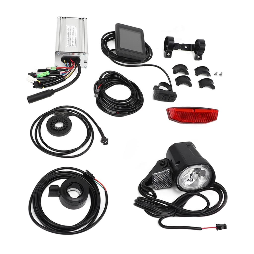 Electric Bike Conversion Kit 25A Controller LCD8H Panel Headlight Taillight Thumb Throttle for 500W