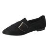 Fashion Women's Flats Shoes Black Velvet Office Lady Pumps Fashion Pointed-toe Belt-buckled Thin Shoes Large Size Loafers Casual Shoes