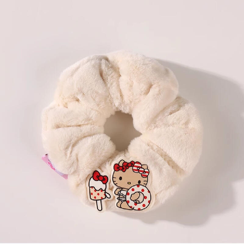 

Пушистая резинка для волос Hello Kitty beige