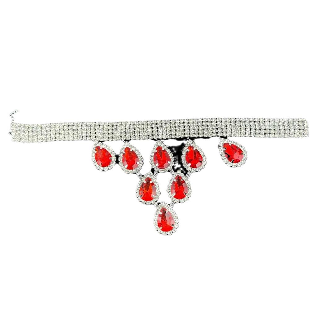 Cross-border explosive exaggerated multi-drain diamond large water drop pendant necklace necklace fashion luxury multi-color water drop necklace