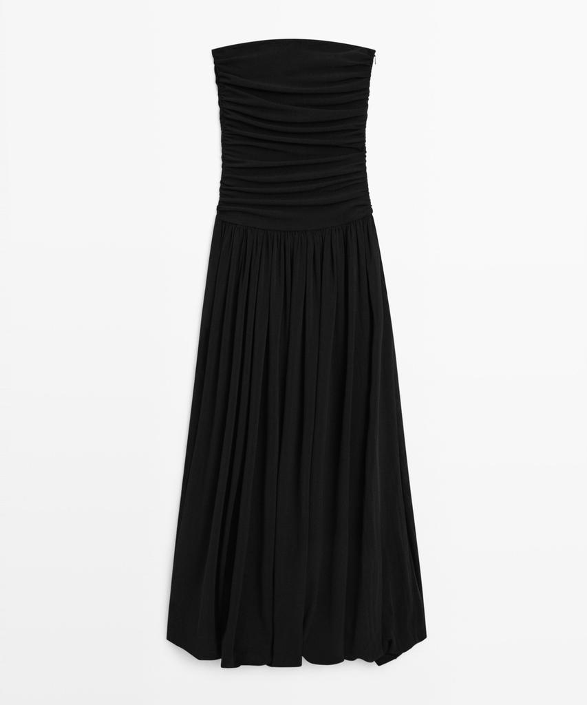 Masimodutti Off-Shoulder Balloon Midi Dress