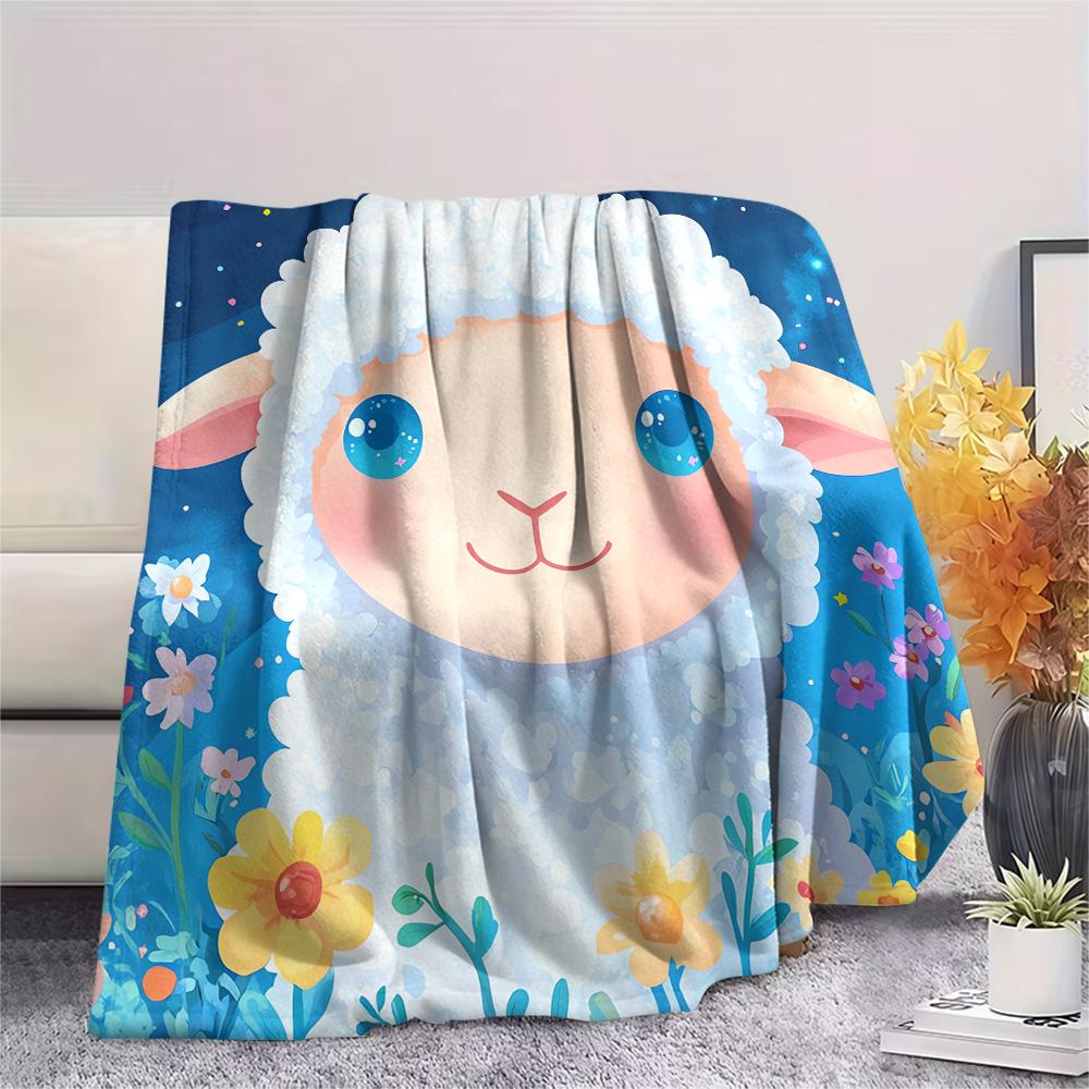 

Sheep Print Flannel Blanket, High quality Comfortable for All Seasons, Home Decor, Warmth and Comfort, Perfect for Christmas Gifts 80cm x 120cm