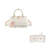 Disney Mickey Ins Style Fashion Versatile Boston Bag Women Handbag Milk-White Cherry-Blossom-Pink BMK-73319