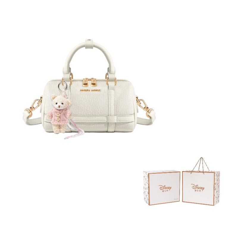 Disney Mickey Ins Style Fashion Versatile Boston Bag Women Handbag Milk-White Cherry-Blossom-Pink BMK-73319
