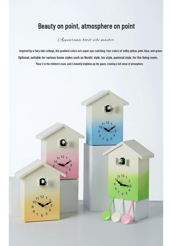 Nordic Style Cuckoo Clock T62 - Hourly Bird Time Reporting Wall Clock
