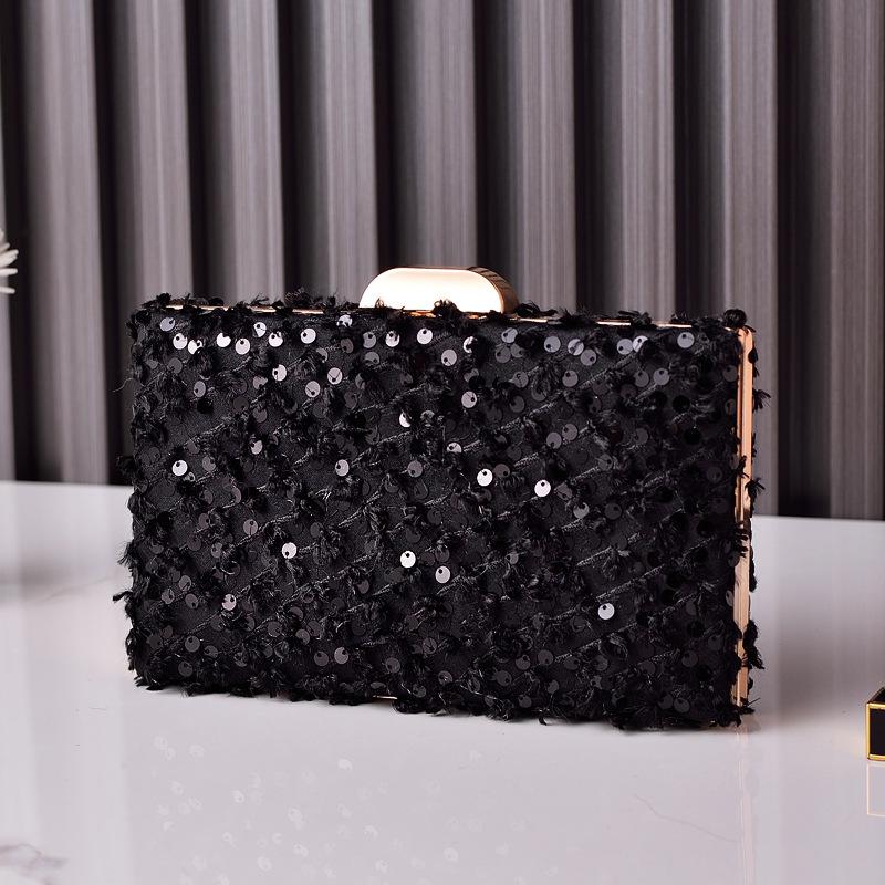 Sequin Women's Shoulder Bag with Chains Blue Elegant Designer Luxury Bag Wedding Clutch Square Brand Purse and Handbag Lattices