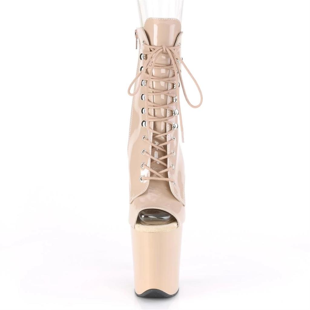 20Cm apricot fish mouth thin heel high heel low boots Taiwan high heel sole short boots
