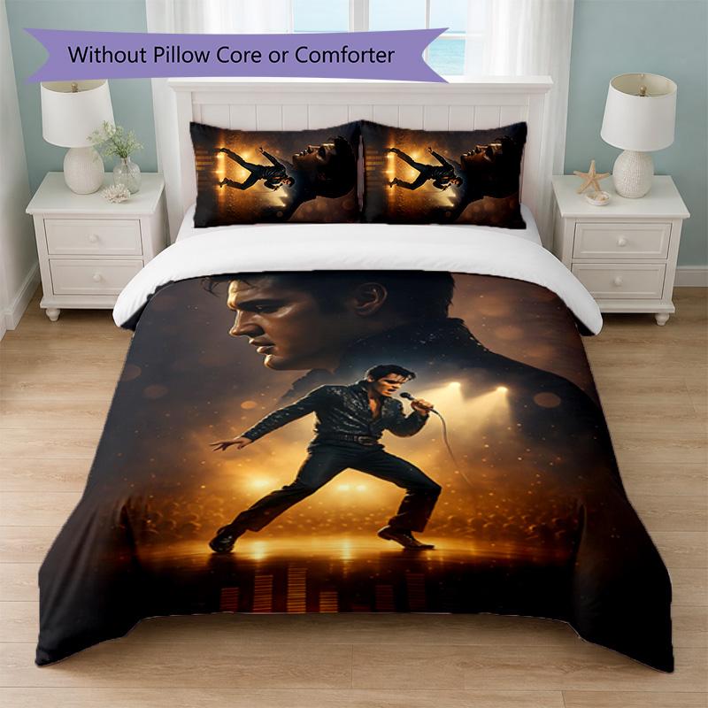 Elvis Presley Print 3Pcs Duvet Cover Set 1 Duvet Cover and 2 Pillowcases Soft Bed Linen For Household Bedroom