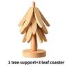 4PCS Wooden Trivets for Hot Dishes Folding Tree Shape Black Walnut Table Mat Holders Heat Insulated Pad Set Coasters for Pots
