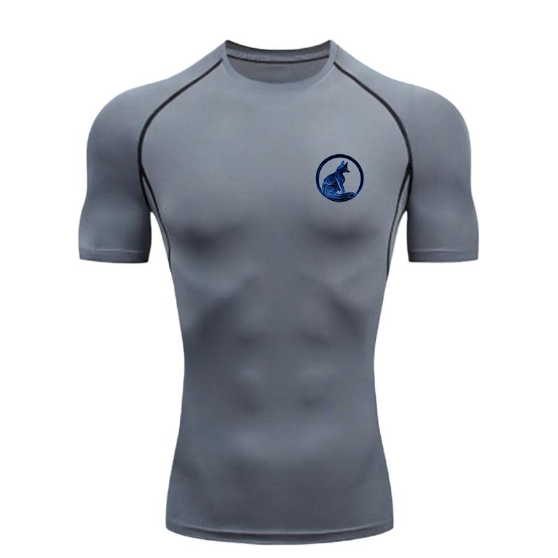 Blue Fox Pattern  Men's Sports T-shirt Training Fitness Compression Workout T-Shirt Rashgard Tops T-Shirt for Men