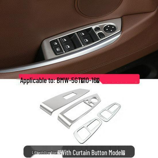 BMW 5 Series GT Interior Modification: Center Console Vent & Window Lift Handle Bright Strip Stickers for 528 535i.