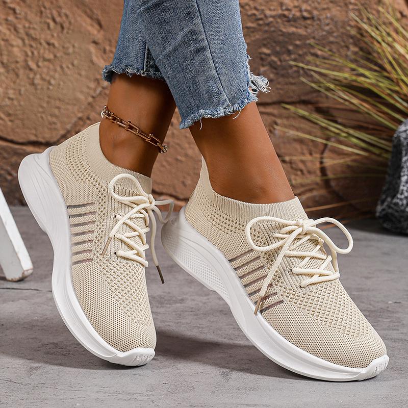 Fashion Breathable Knit Platform Sneakers for Women Lightweight Non Slip Running Shoes Woman Comfortable Soft Sole Slip On Sports Shoes