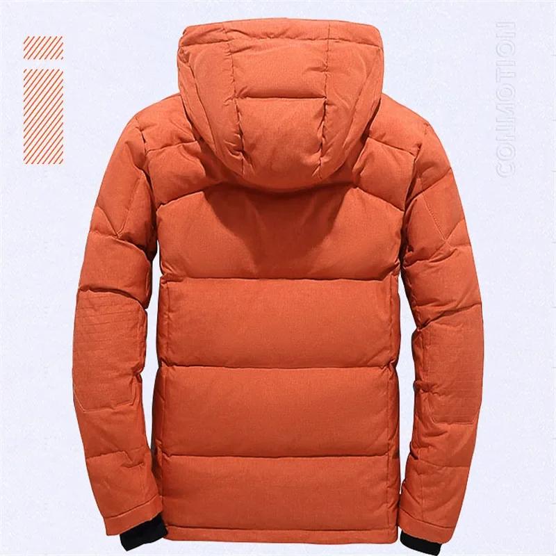 Winter Down Jacket Men White Duck Coat Windproof Warm Travel Camping Overcoat In Thicken Solid Color Hooded Male Clothing