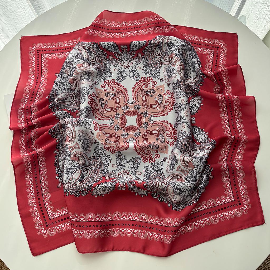 Fashion Women Leopard Print Square Scarf Silk Feeling Neckerchief Bandana Lady Shawl Scarves Wrap Head Kerchief Hair Band Ties