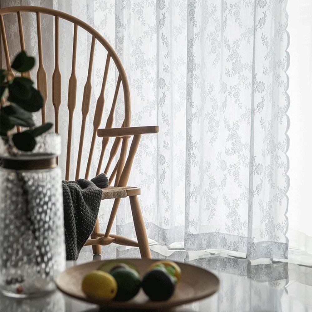 Transparenter Türvorhang Stickerei Fenstervorhang Schatten Floraler Spitzengardine Mietshaus