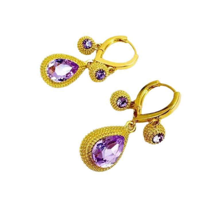 2024 Elegant Zircon Durian Earrings In Light Luxury Purple - Unique Design