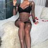 Lenjerie Sexy Fierbinte cu Strassuri Decupată la Între picioare Nu se Scoate Rochie O piesă Sexy cu Plasă și Strassuri