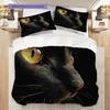 Black Cat Pattern Bedding Quilt Set Quilt Cover Pillowcase Home Decoration Birthday Gift (1 * Duvet Cover + 2 * Pillowcase, Without Core)