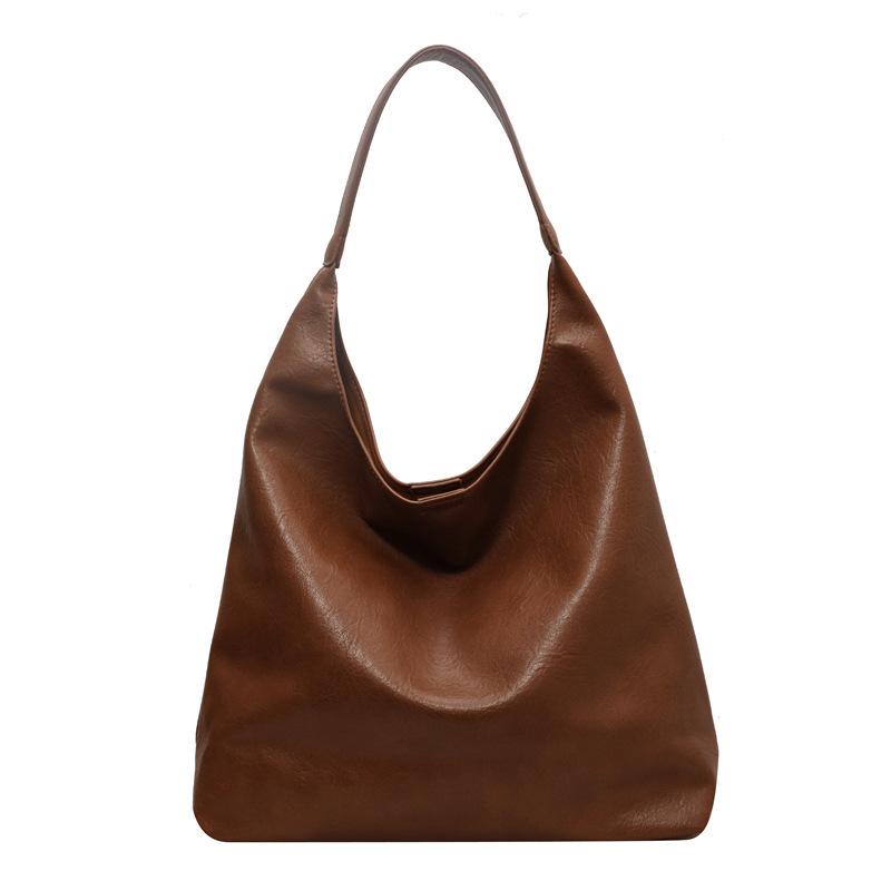 Simple Retro Underarm Shoulder Bag Large Capacity Casual Soft Leather Texture Tote Bag Fashionable Versatile Portable Mother and Child Bag
