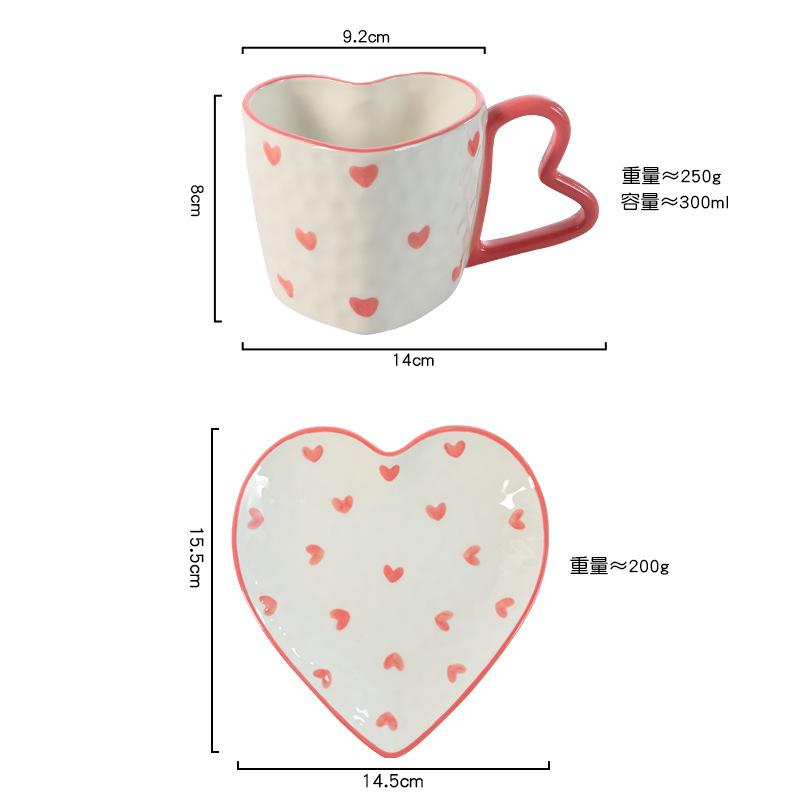 Creative 300ml Hearts Ceramic Coffee Mug Love Handle Couple Mug Afternoon Tea Dessert Tea Cup Drinkware Office Mug Home Decor