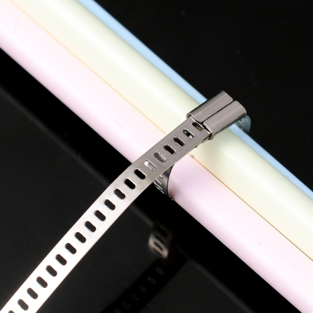10/100pcs Stainless Steel Cable Ties 5mm Heavy Duty Self-Locking Cable Zip Tie Multi-Purpose Metal Exhaust Wrap Locking Ties