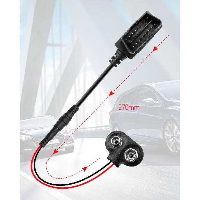 9V Powered OBD ll Connector Vehicle Memory Saver for Battery Replacement Disconnect Memory Storage, for All OBD 2 16-Pin Interface