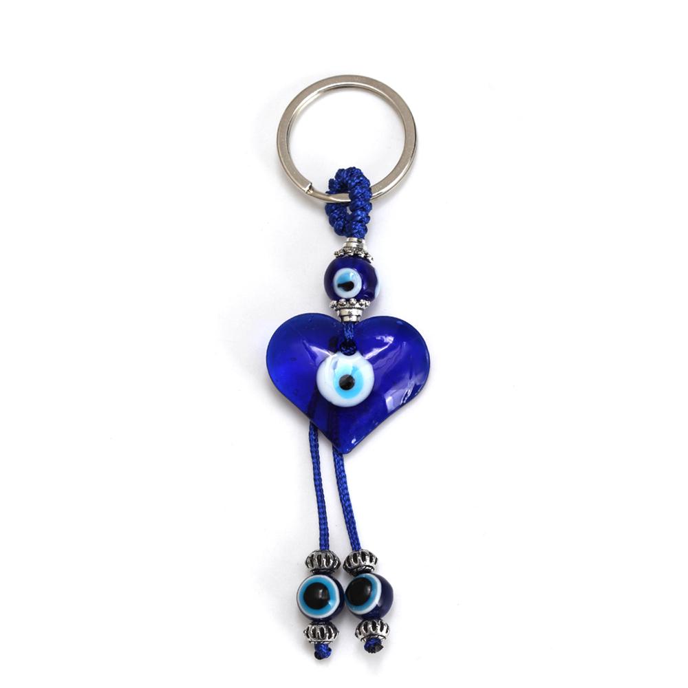Lucky Eye Alloy Fatima Hand Elephant Owl Tree of Life Keychain Blue Turkish Evil Eye Key Chain Car Keyring for Women Men Jewelry