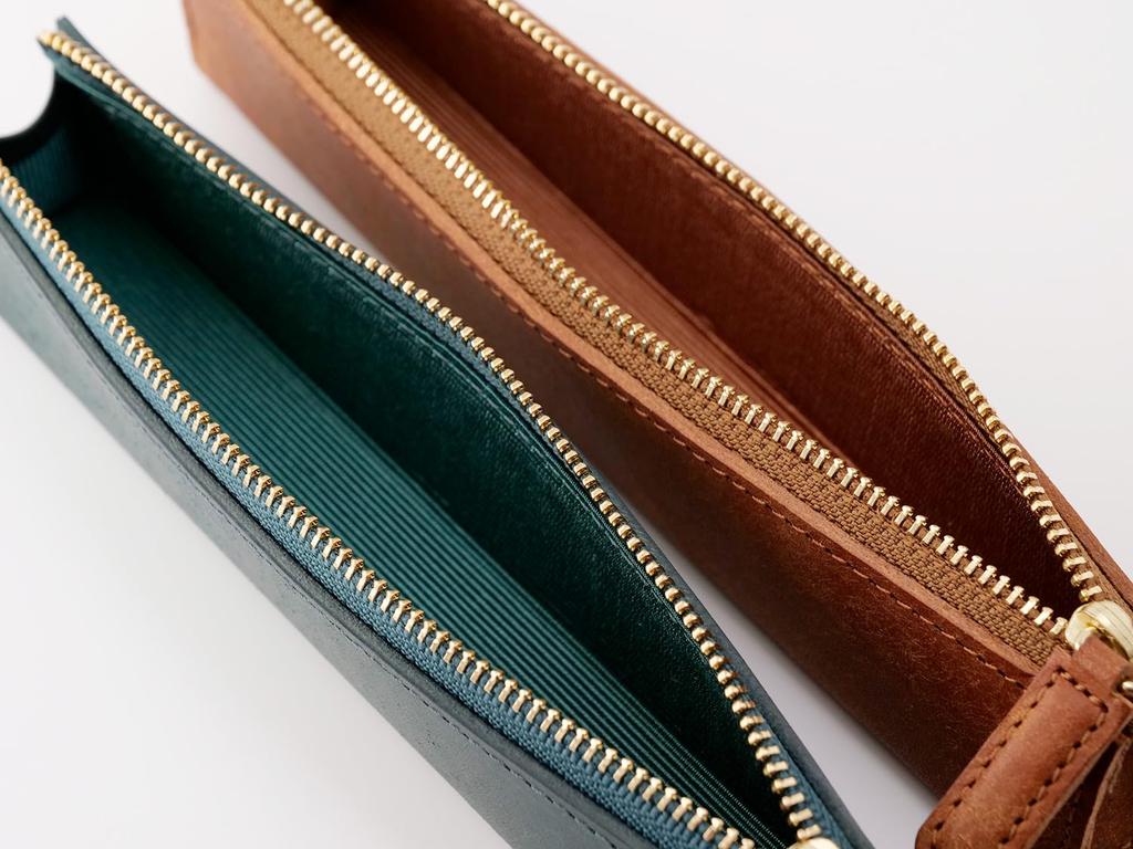 Slip-On PB Zipper Pen Case, Mini, Navy (IPV-4501), Genuine Italian Leather, Holds 1-2 Fountain Pens